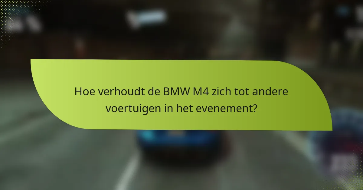Hoe verhoudt de BMW M4 zich tot andere voertuigen in het evenement?