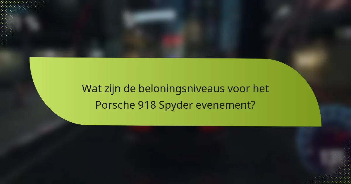 Wat zijn de beloningsniveaus voor het Porsche 918 Spyder evenement?